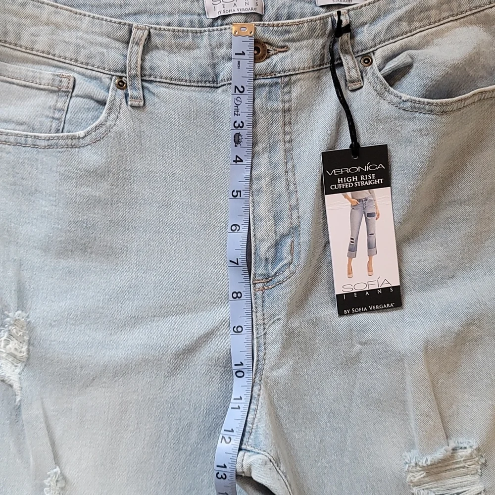 NWT Sofia Hi Rise Cuffed Straight Jeans Veronica Straight Distressed jeans‎